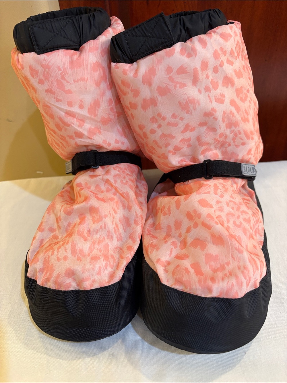 Bloch Pink Leopard-Print Puffer Ankle Booties with Black Soles
